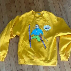 Jerzees Yellow Ski Graphic Crewneck Sweater